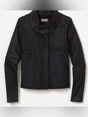 Helmut Lang Black Denim and Leather Jacket Sz S